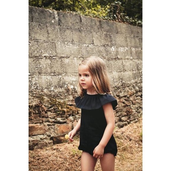 Baby Black Bubble Ruffle Top Romper - Picture 5 of 5
